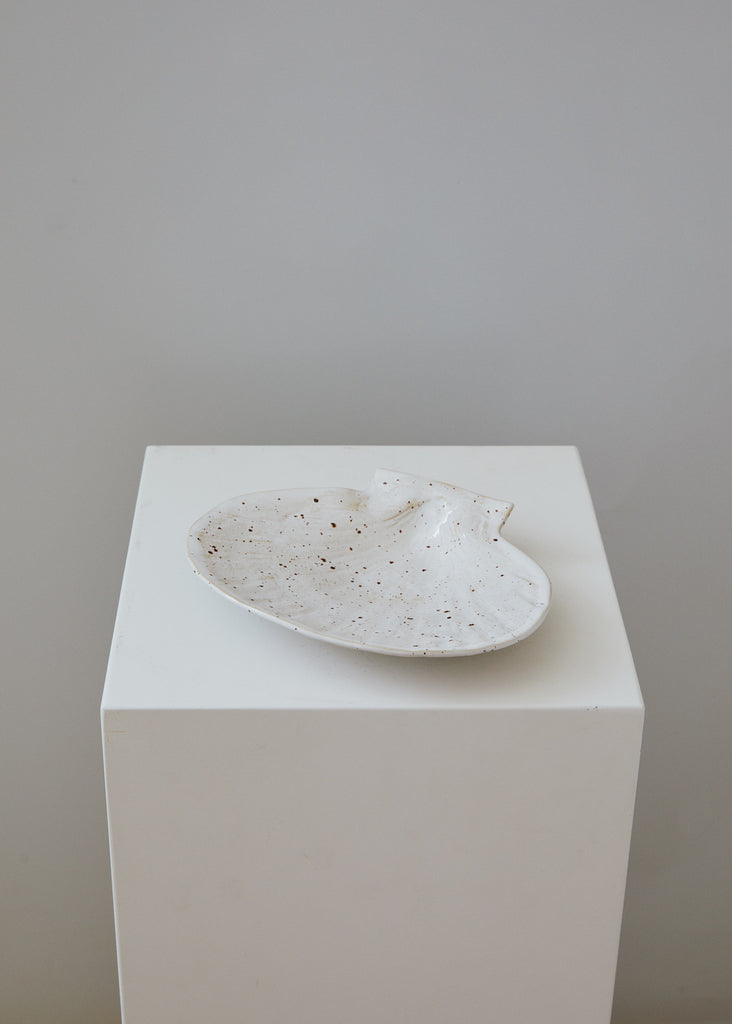 Ann-Charlotte Fick Pecten Maximus Handmade Ceramic Shell Plate Unique White Sculpture Original Artwork Swedish Artist Modern Art