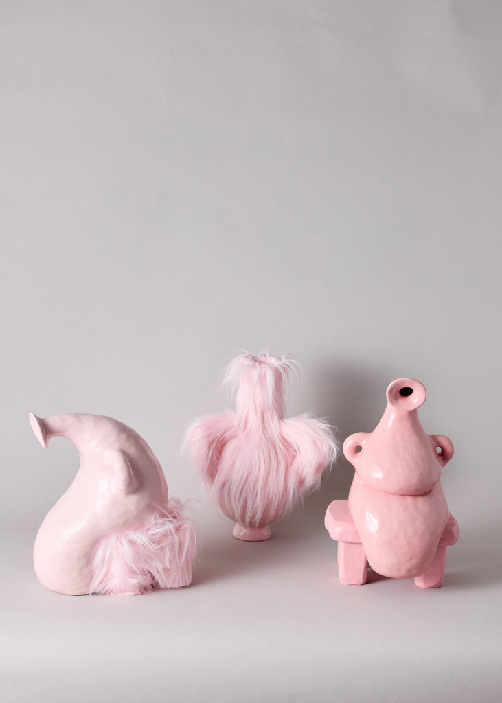 Fanny Ollas Contemporary Sculptural Vase Ceramic Handmade artwork pink